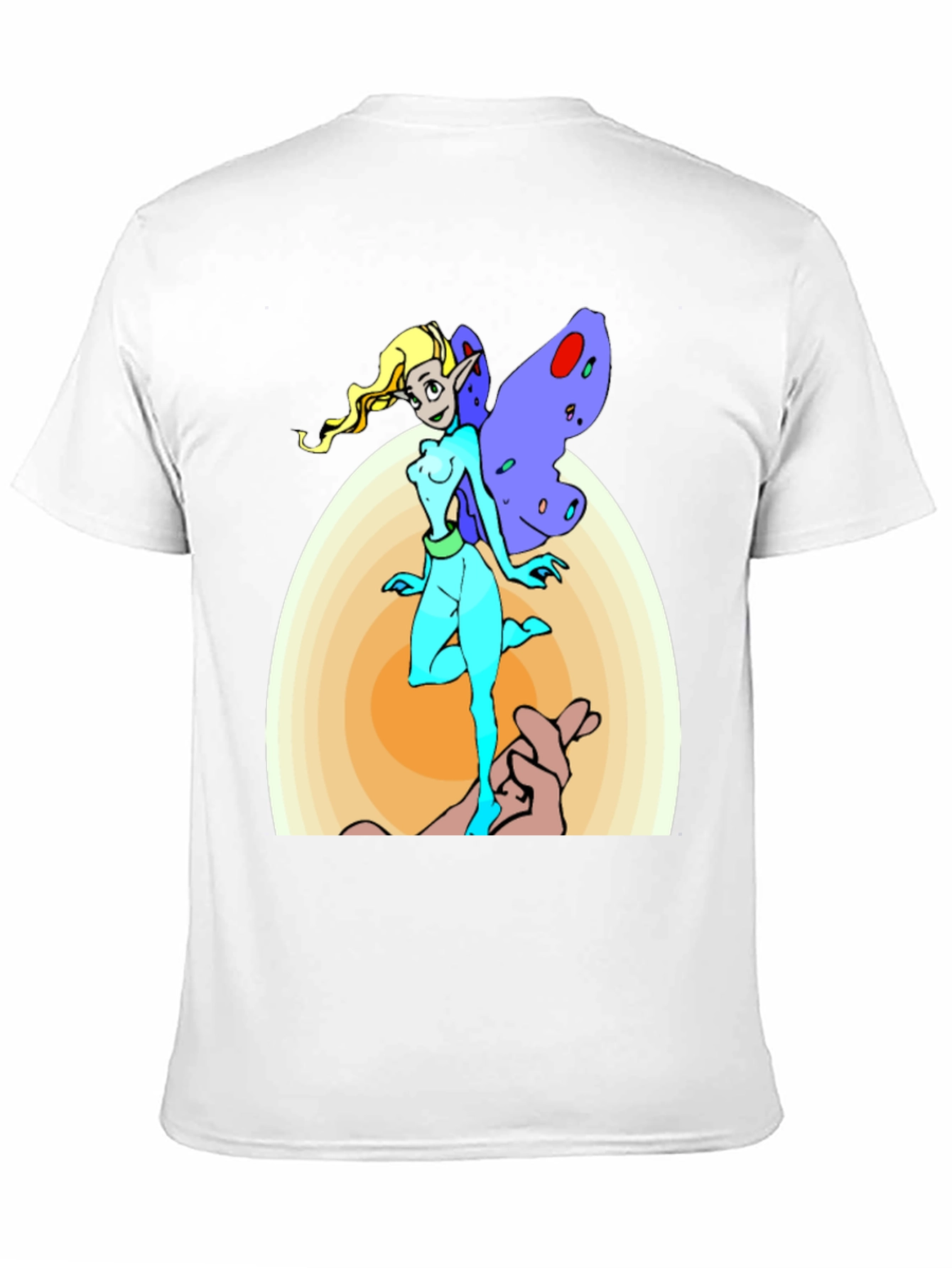 Fairy Cartoon Graphic Print Mens Black T-Shirt