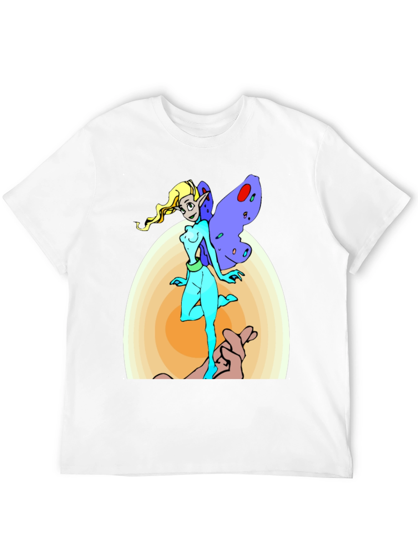 Fairy Cartoon Graphic Print Mens Black T-Shirt