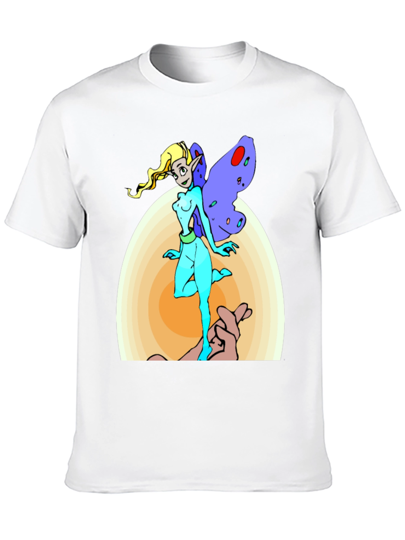 Fairy Cartoon Graphic Print Mens Black T-Shirt