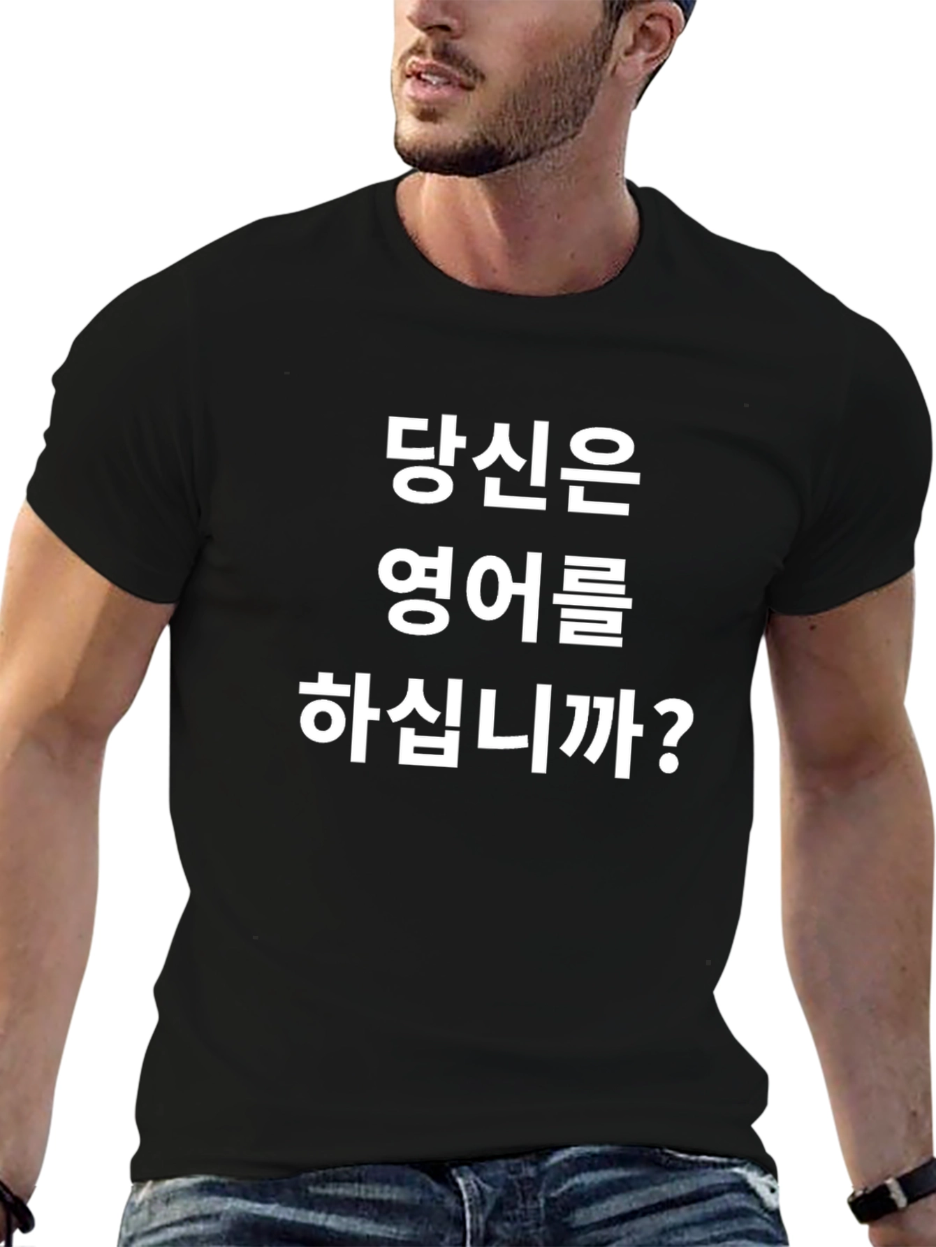 Korean Text T-Shirt - Novelty Graphic Tee