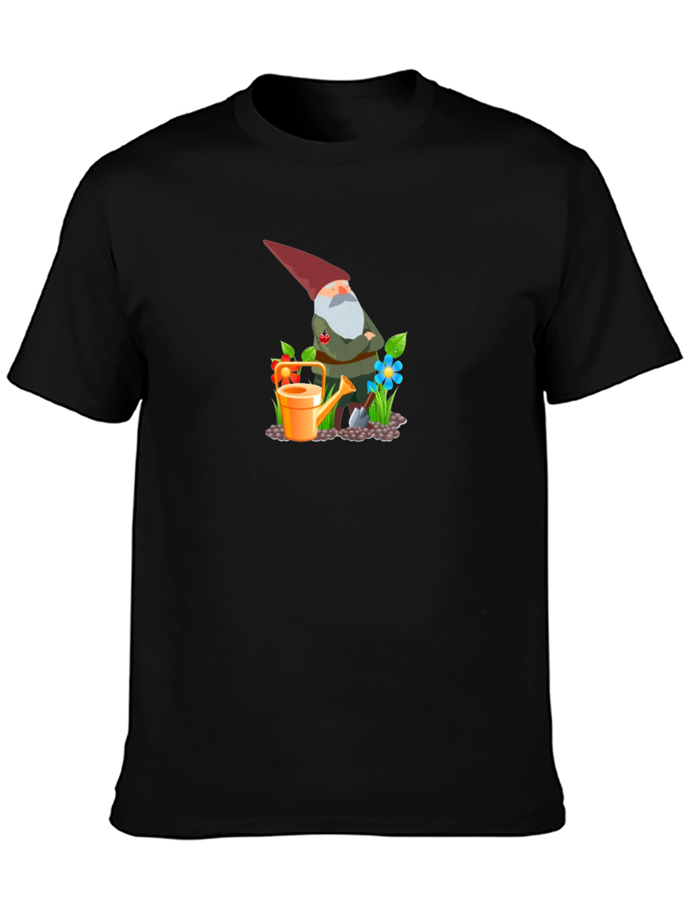 Gnome Gardener Graphic Tee - Whimsical Black T-Shirt