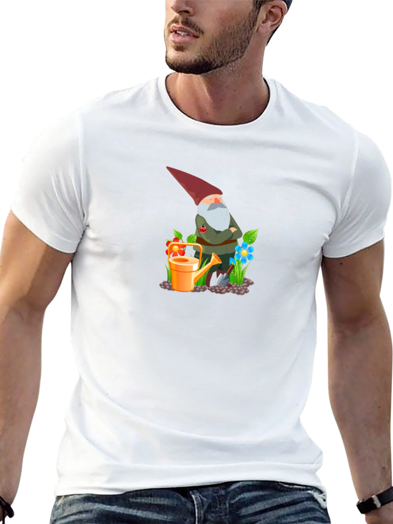 Gnome Gardener Graphic Tee - Whimsical Black T-Shirt