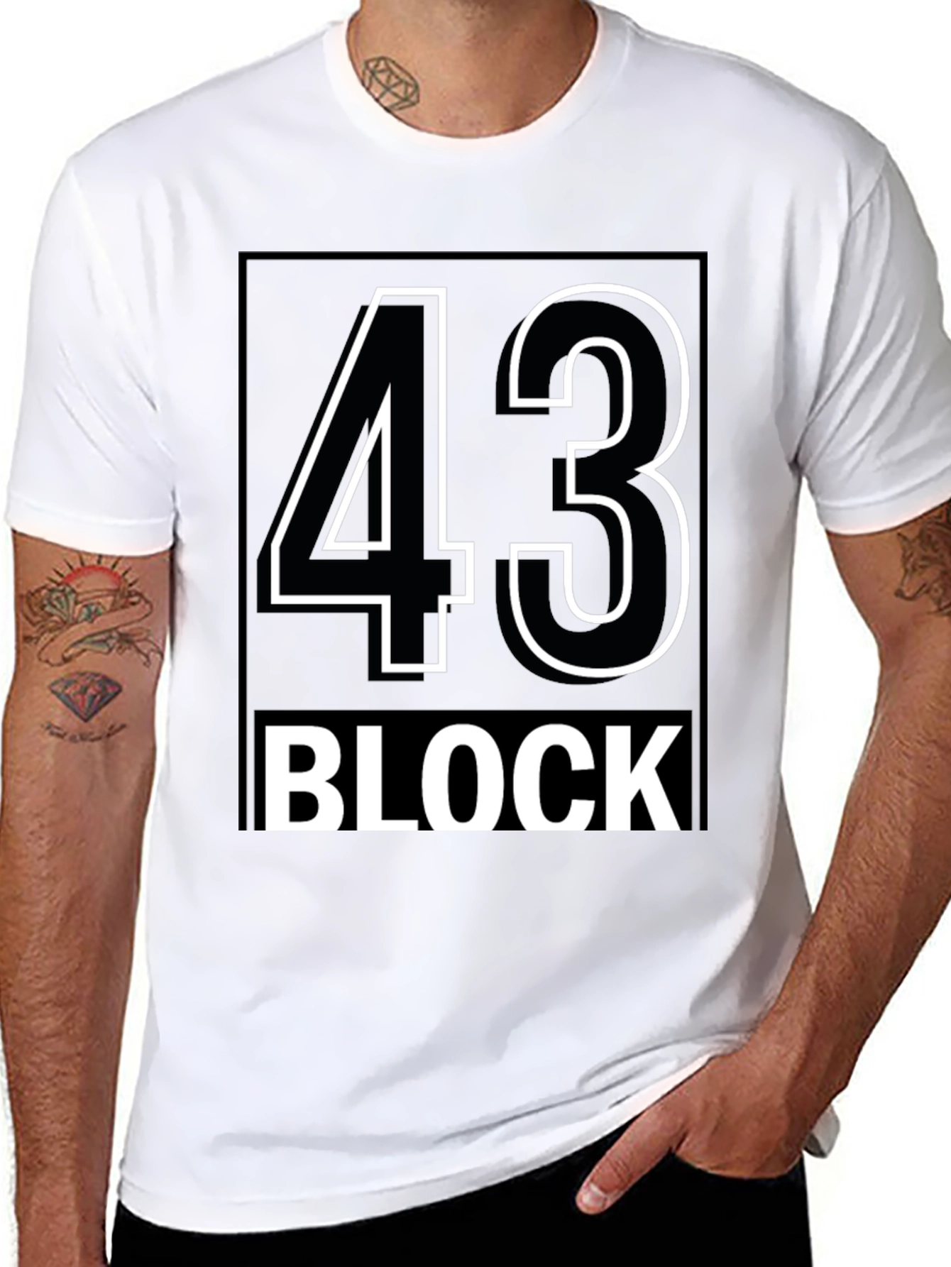 43 Block Graphic Tee - Stylish & Trendy