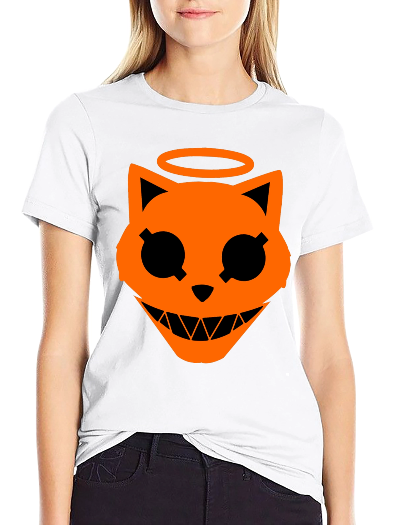 Angel Cat Graphic T-Shirt - Halloween Style