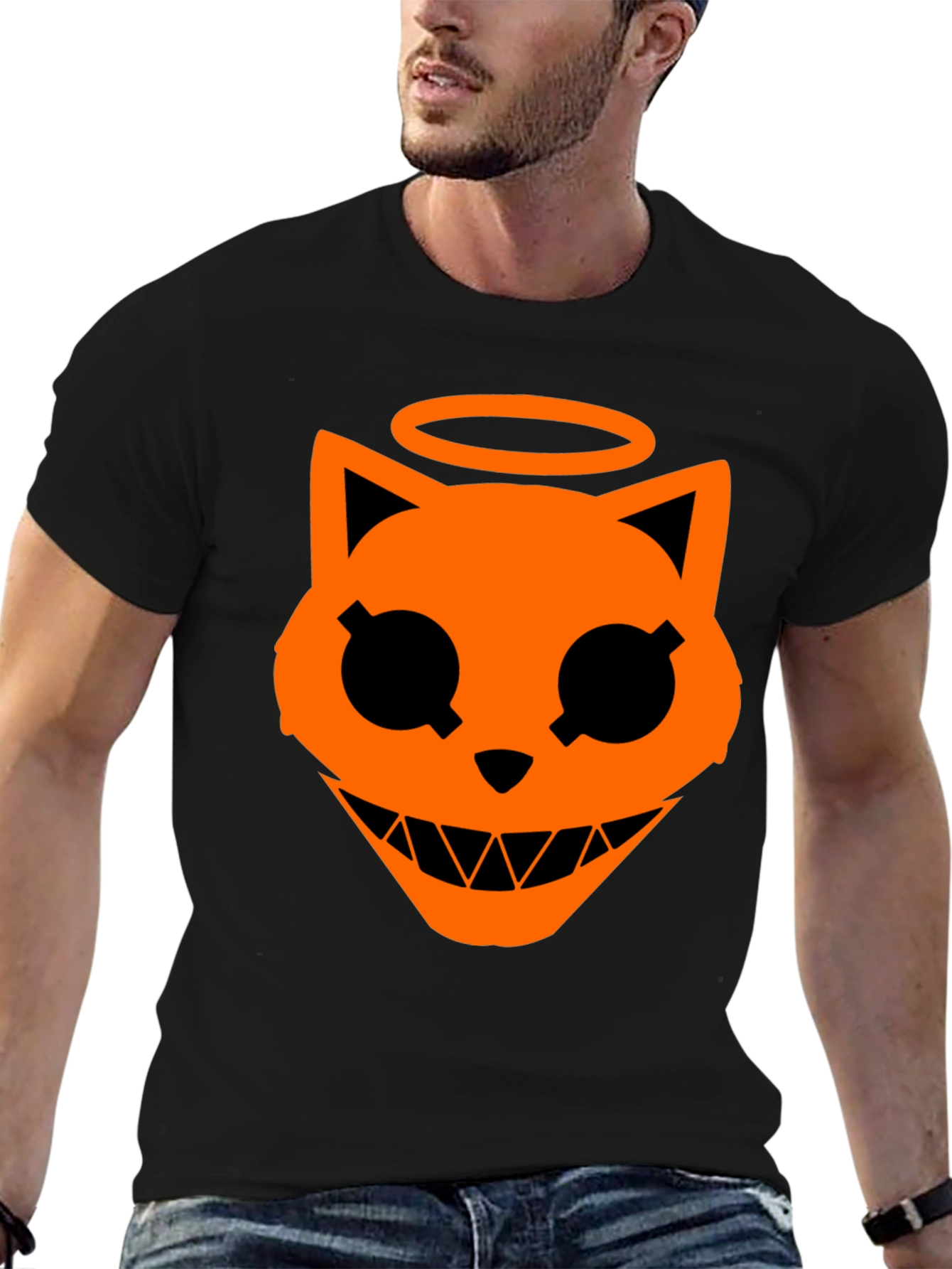 Angel Cat Graphic T-Shirt - Halloween Style