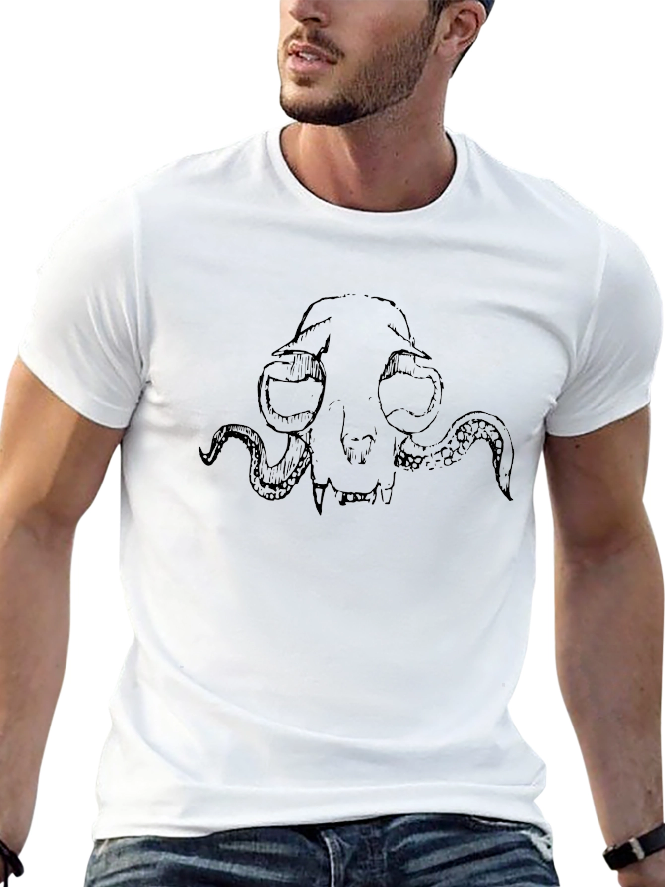 Skull Octopus Graphic Black T-Shirt
