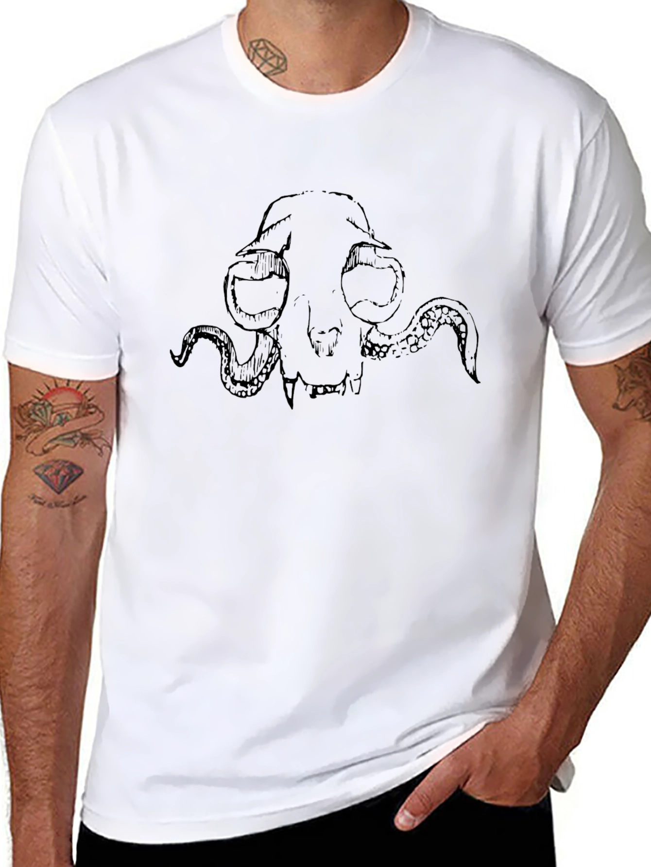 Skull Octopus Graphic Black T-Shirt