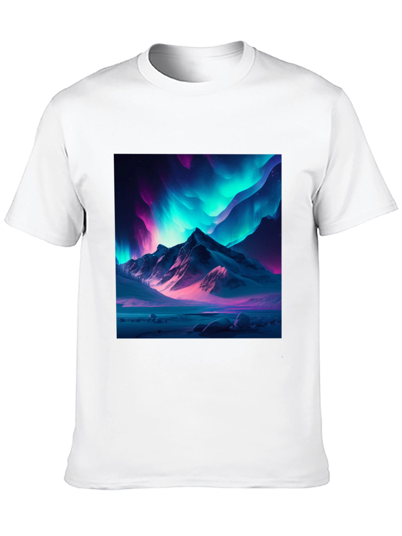 Aurora Mountain Graphic Tee - Black Cotton Blend
