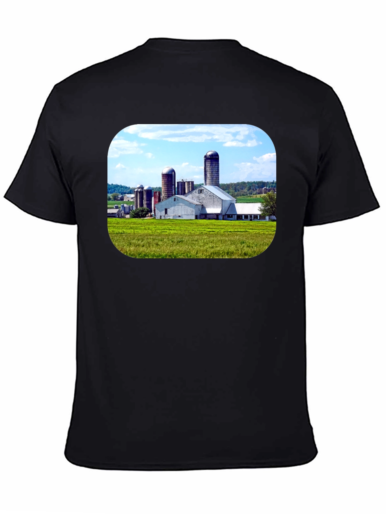 Farm Scene Graphic Tee - Black Cotton Blend