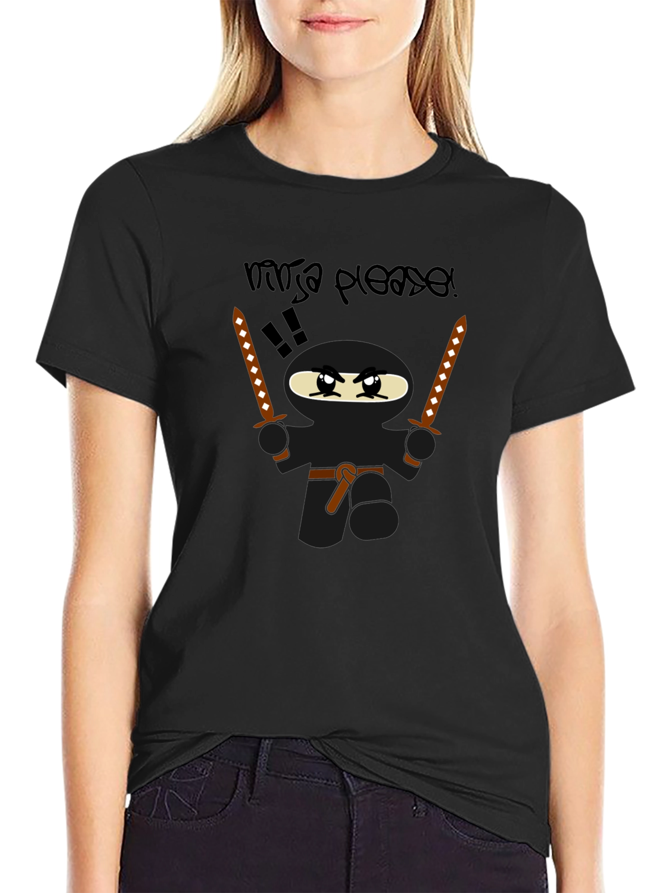 Ninja Please! Graphic Print T-Shirt