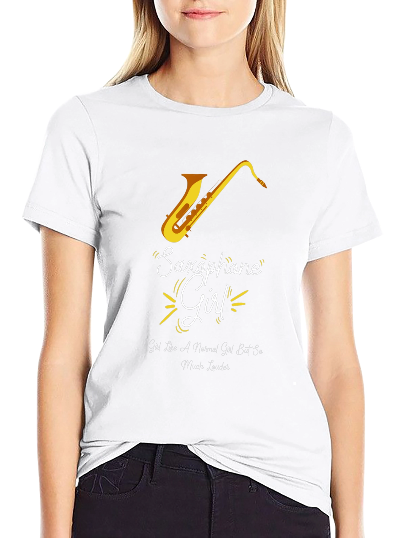 Saxophone Girl Graphic Tee - Musician Gift