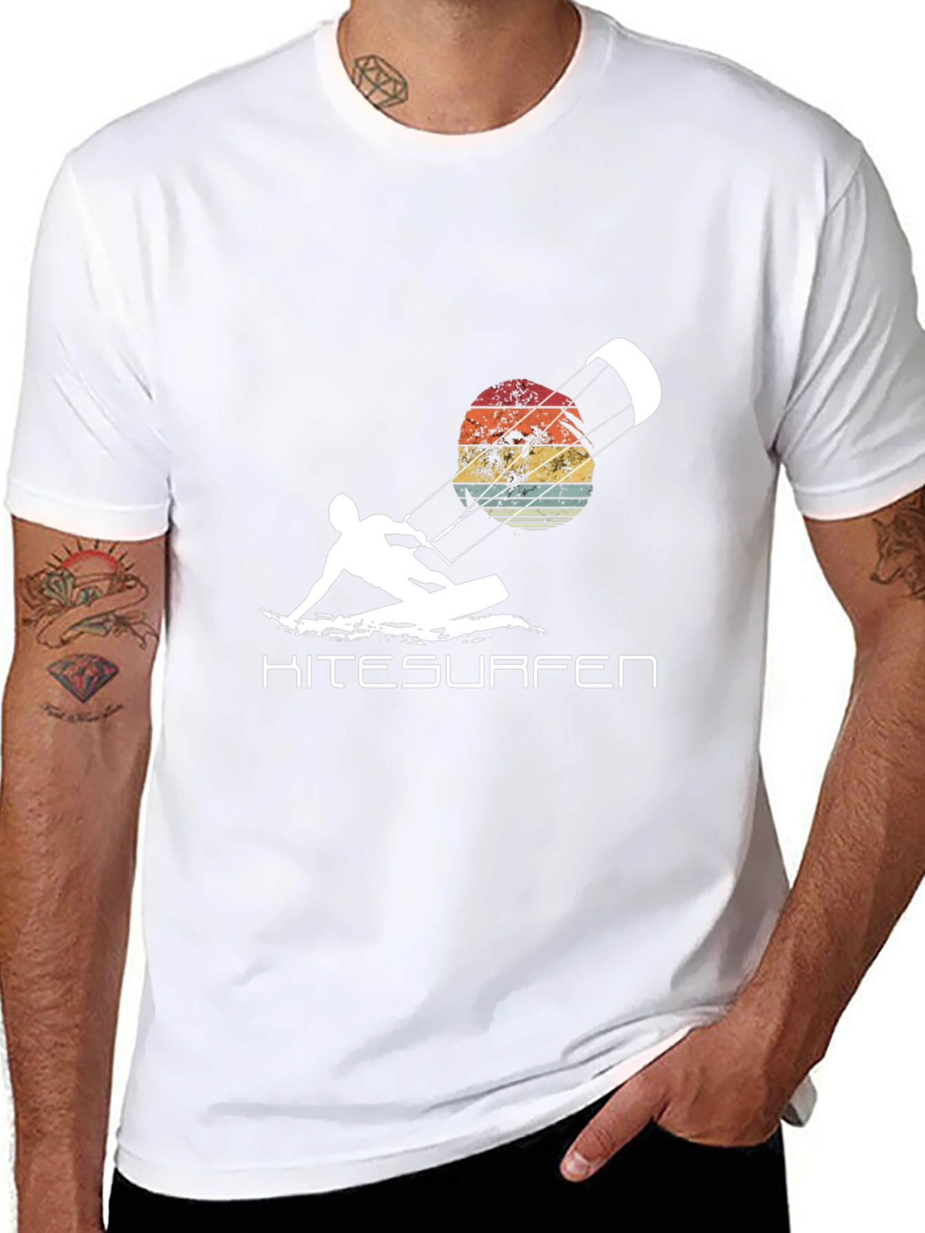 Kitesurfen T-Shirt Retro Sunset Watersport Tee
