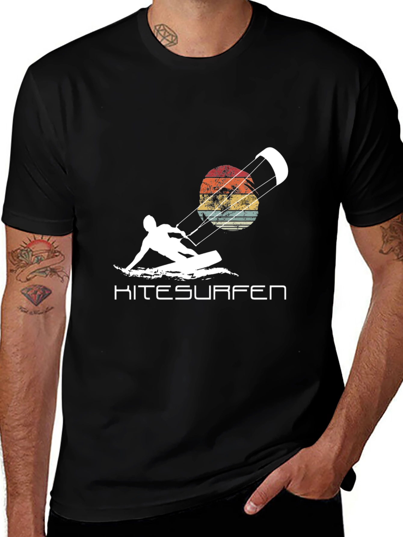 Kitesurfen T-Shirt Retro Sunset Watersport Tee