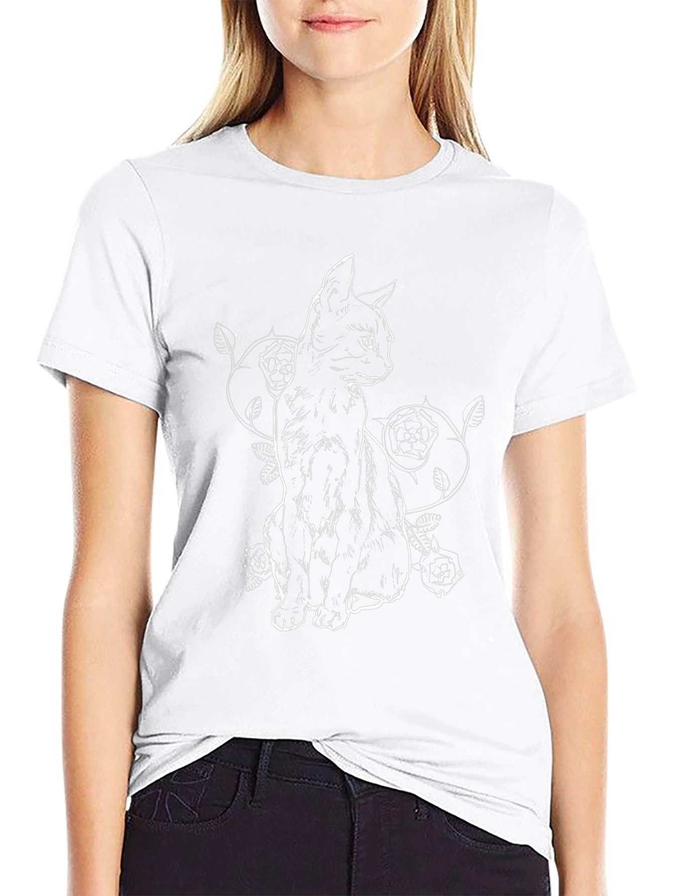 Black Cat Roses Graphic Tee - Stylish Mens T-Shirt