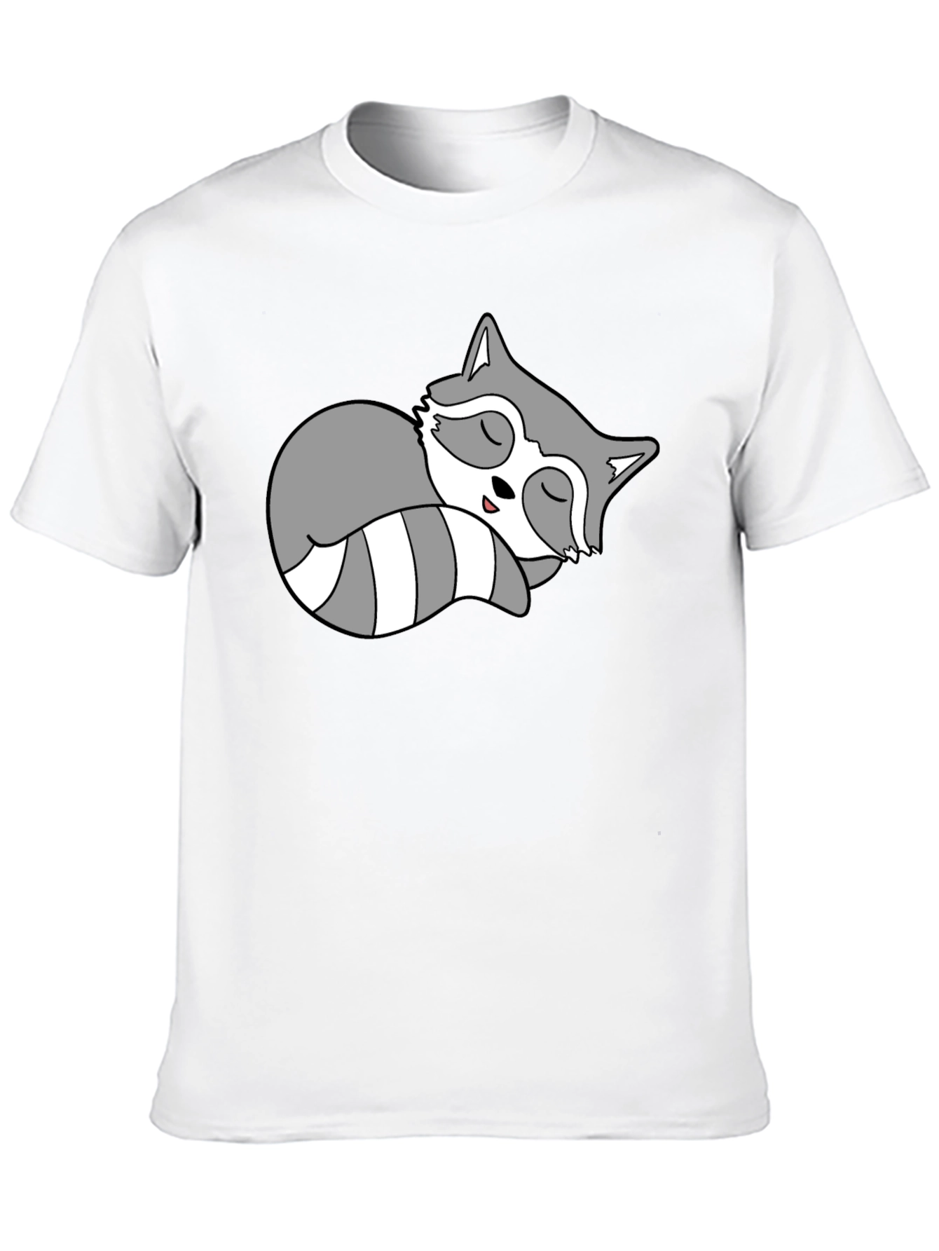 Cute Sleeping Raccoon Graphic Tee - Relaxed Style