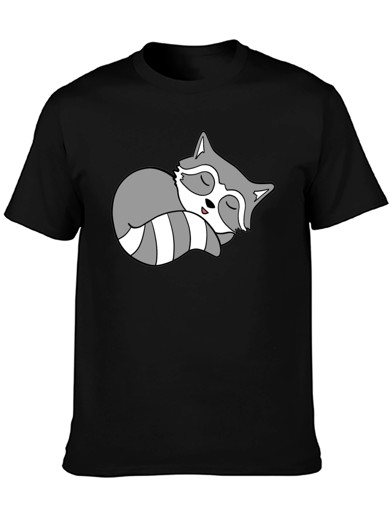 Cute Sleeping Raccoon Graphic Tee - Relaxed Style