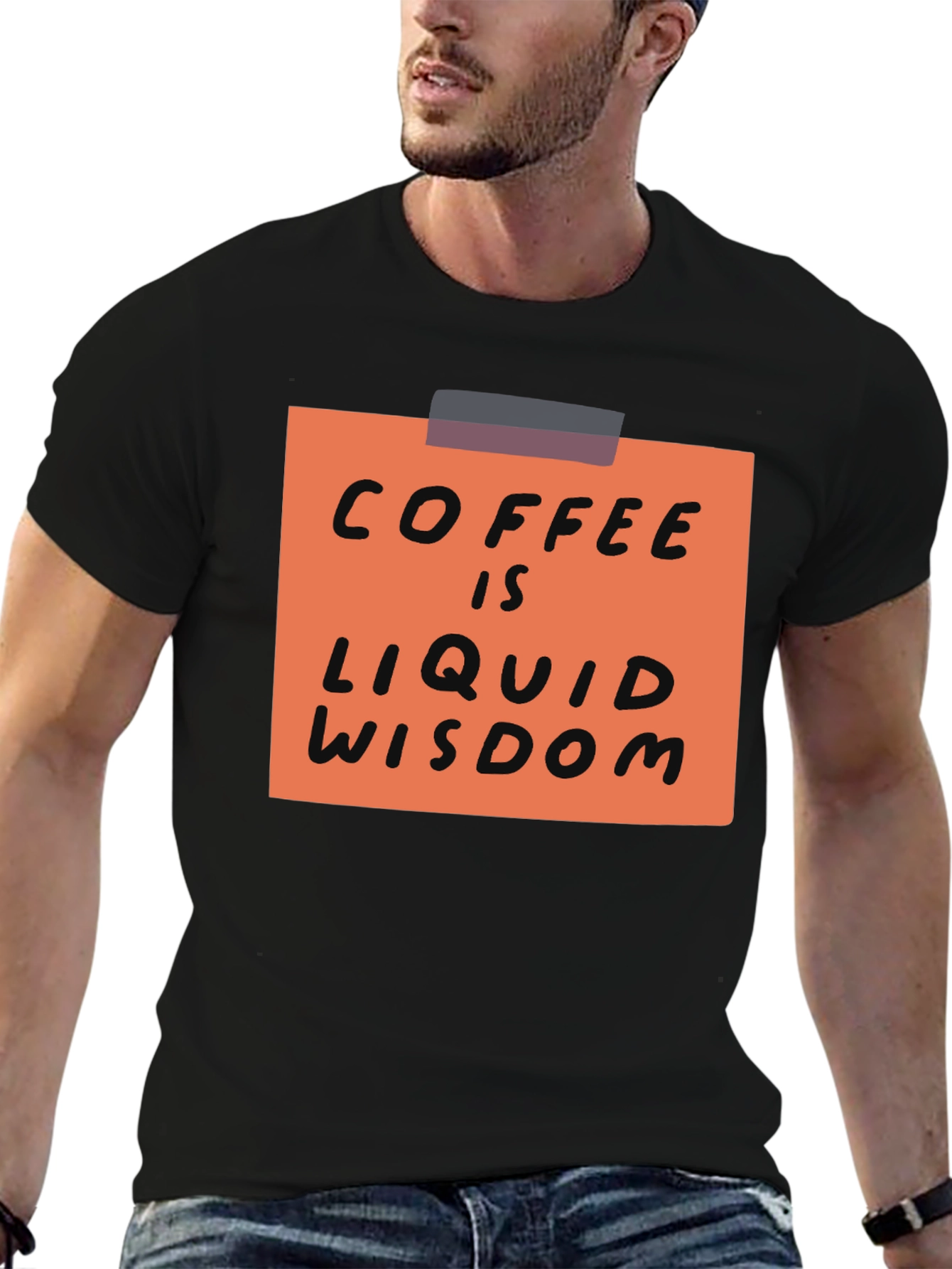 Coffee is Liquid Wisdom Graphic T-Shirt - Black
