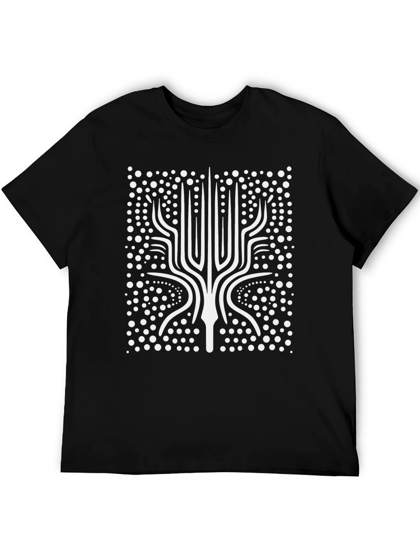 Abstract Geometric Tree Black Graphic Tee