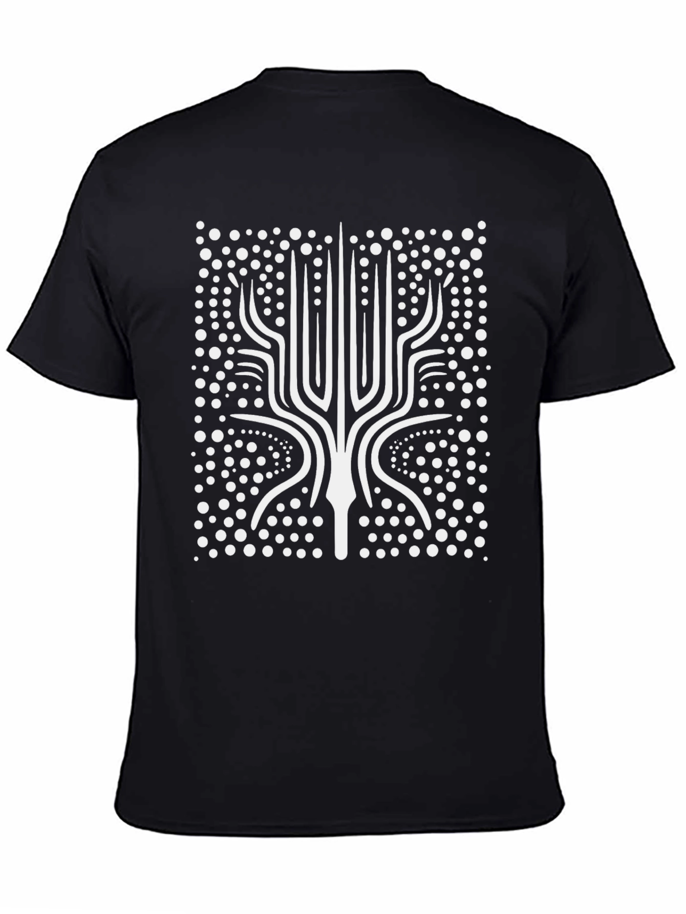 Abstract Geometric Tree Black Graphic Tee