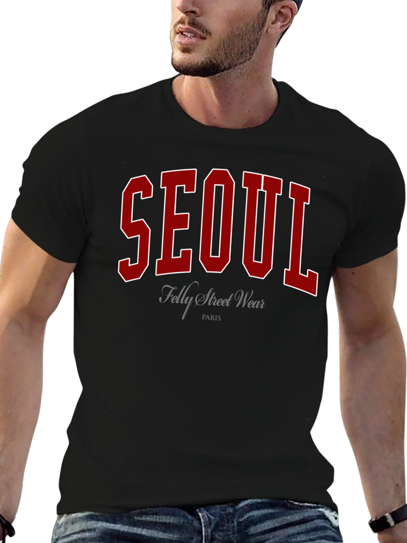 Seoul Graphic Print Black T-Shirt