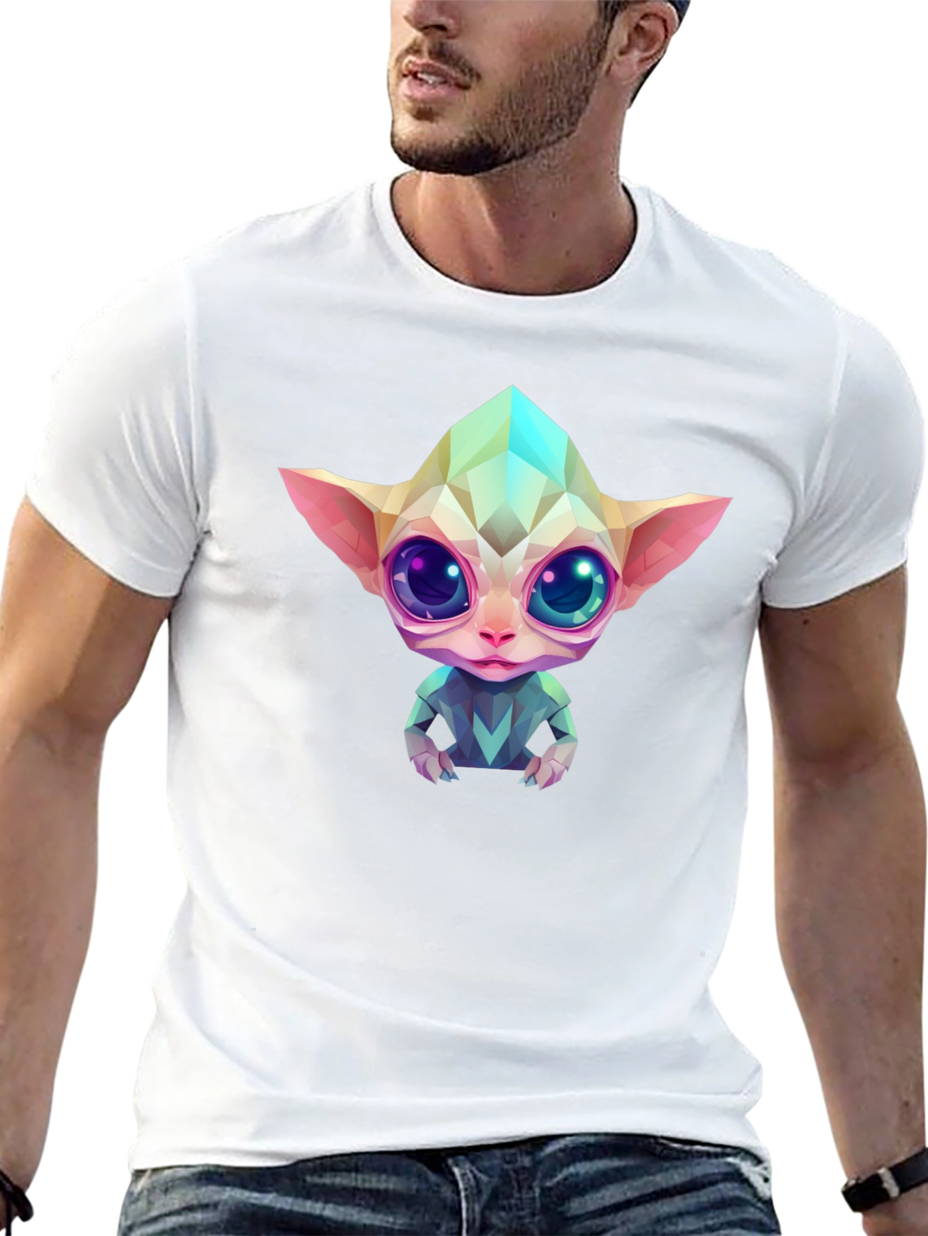 Geometric Alien Graphic Black T-Shirt