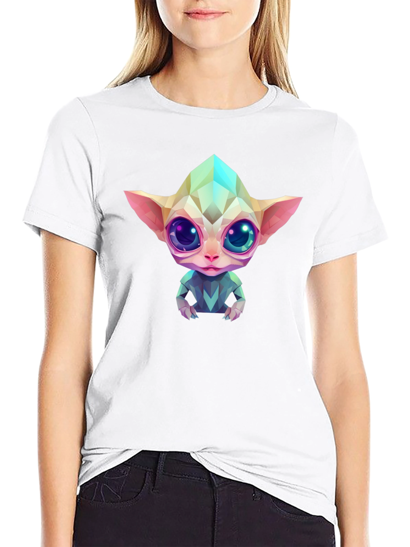 Geometric Alien Graphic Black T-Shirt