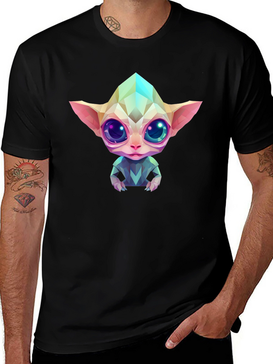 Geometric Alien Graphic Black T-Shirt