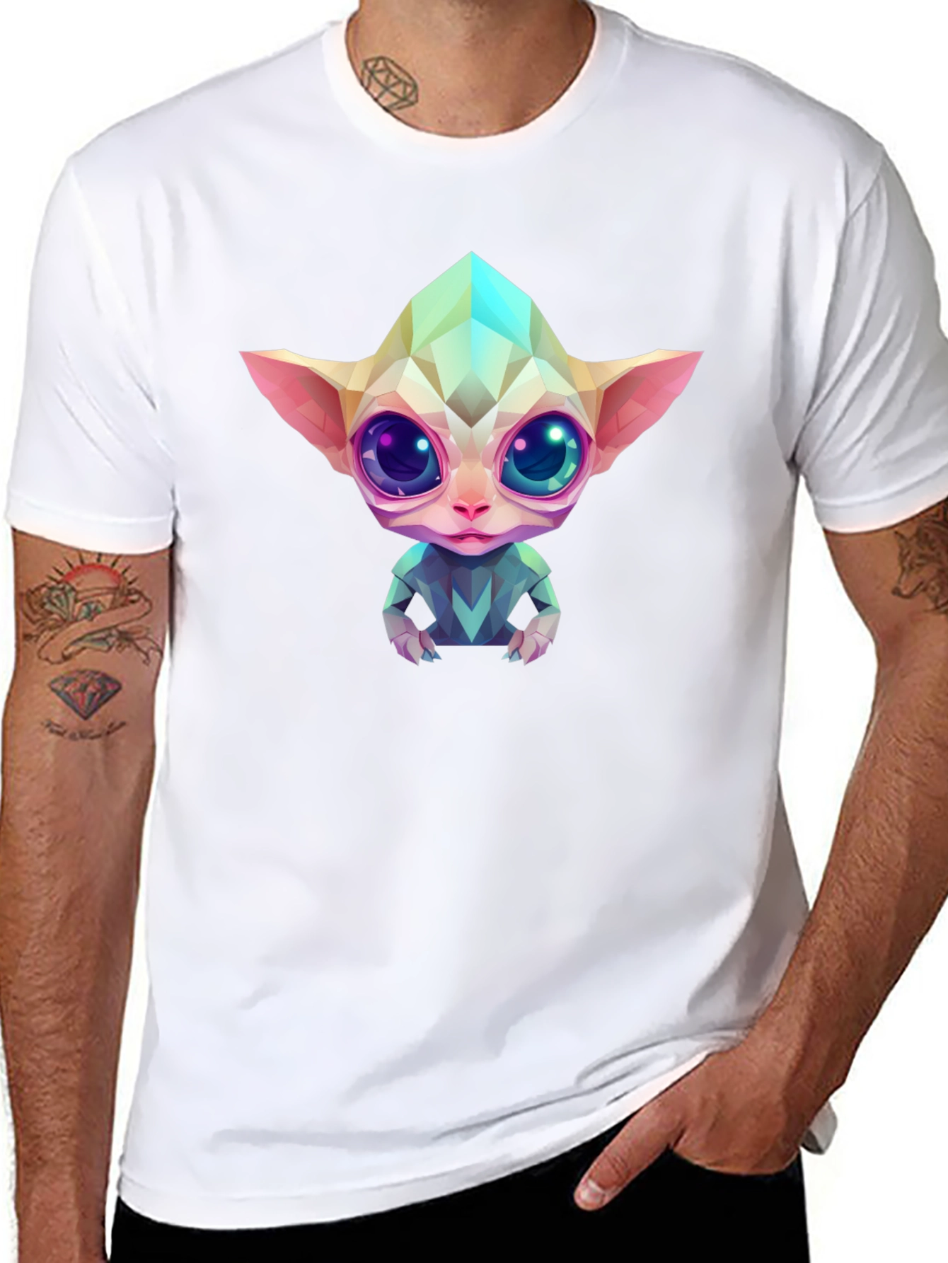 Geometric Alien Graphic Black T-Shirt