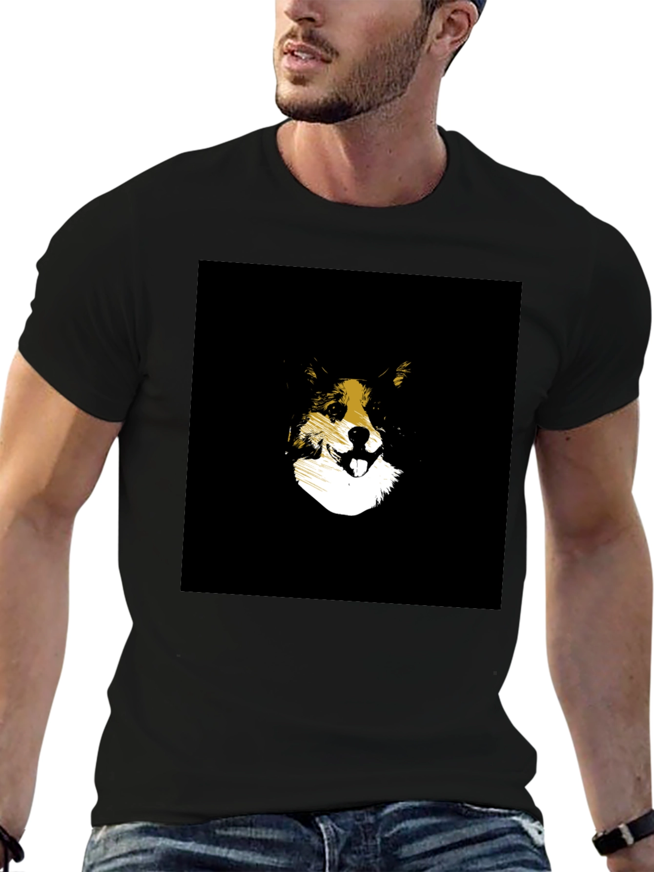Dog Graphic Black T-Shirt - Stylish Animal Lover Tee