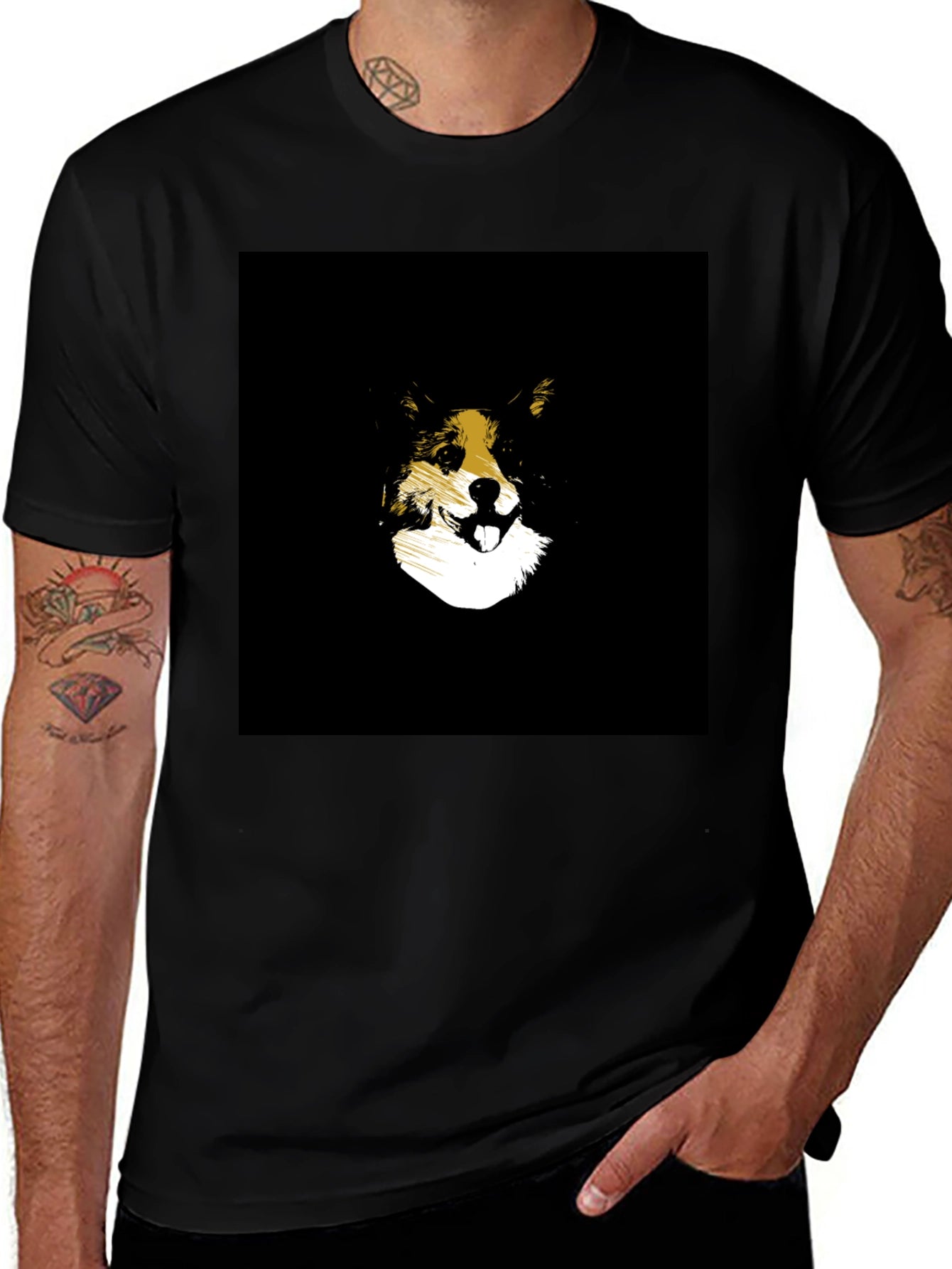 Dog Graphic Black T-Shirt - Stylish Animal Lover Tee