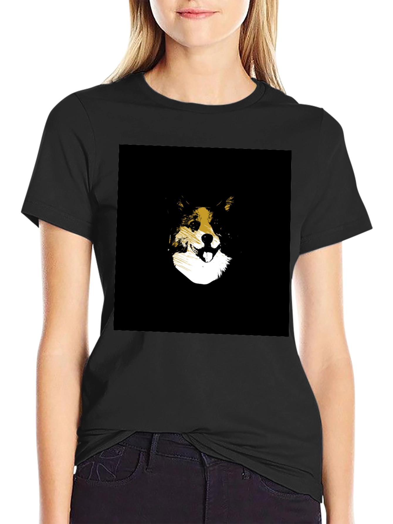 Dog Graphic Black T-Shirt - Stylish Animal Lover Tee
