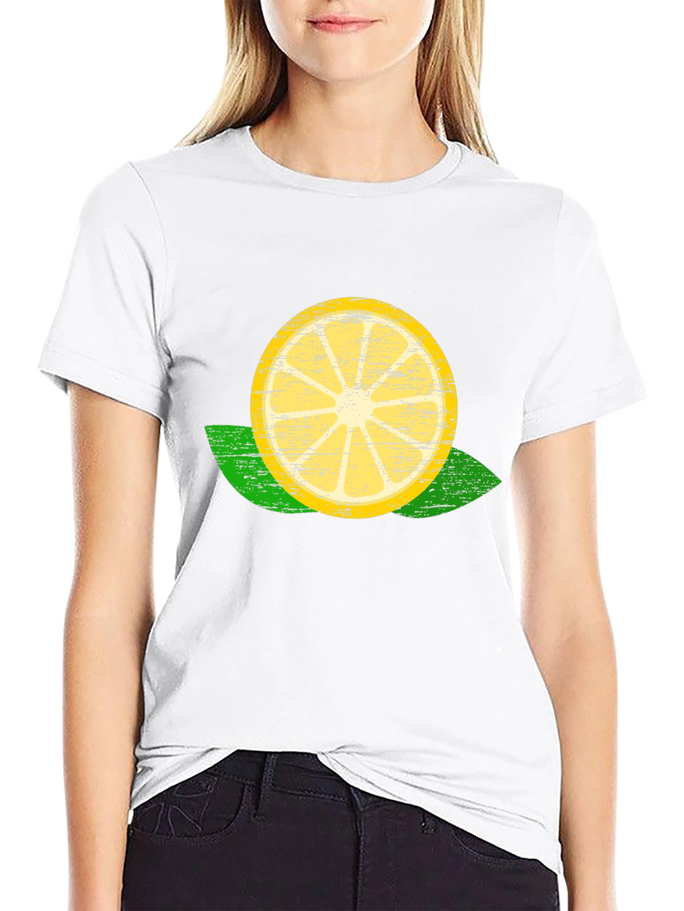 Lemon Slice Graphic Tee - Black Cotton T-Shirt