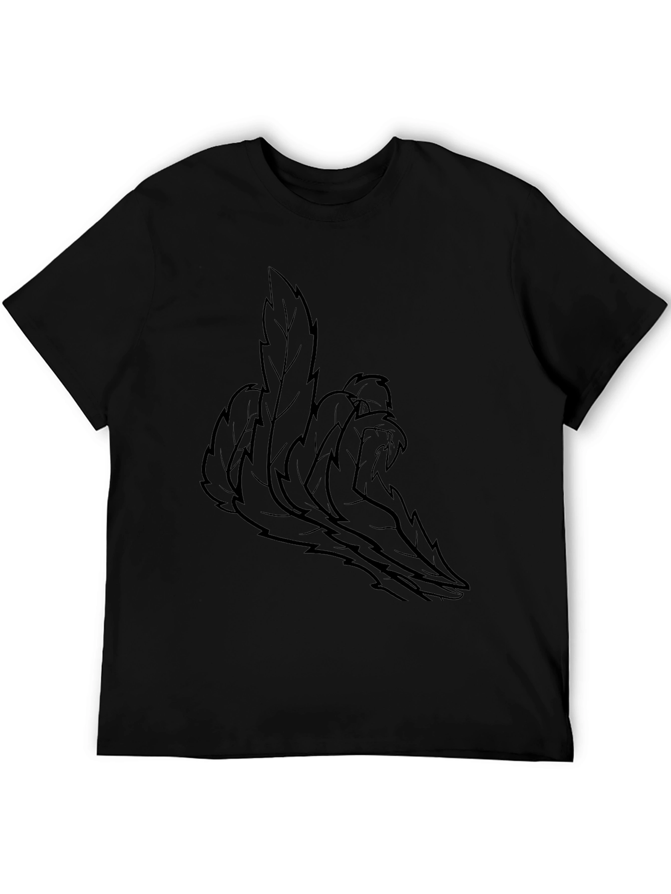 Leaf Design Black T-Shirt - Stylish Casual Wear