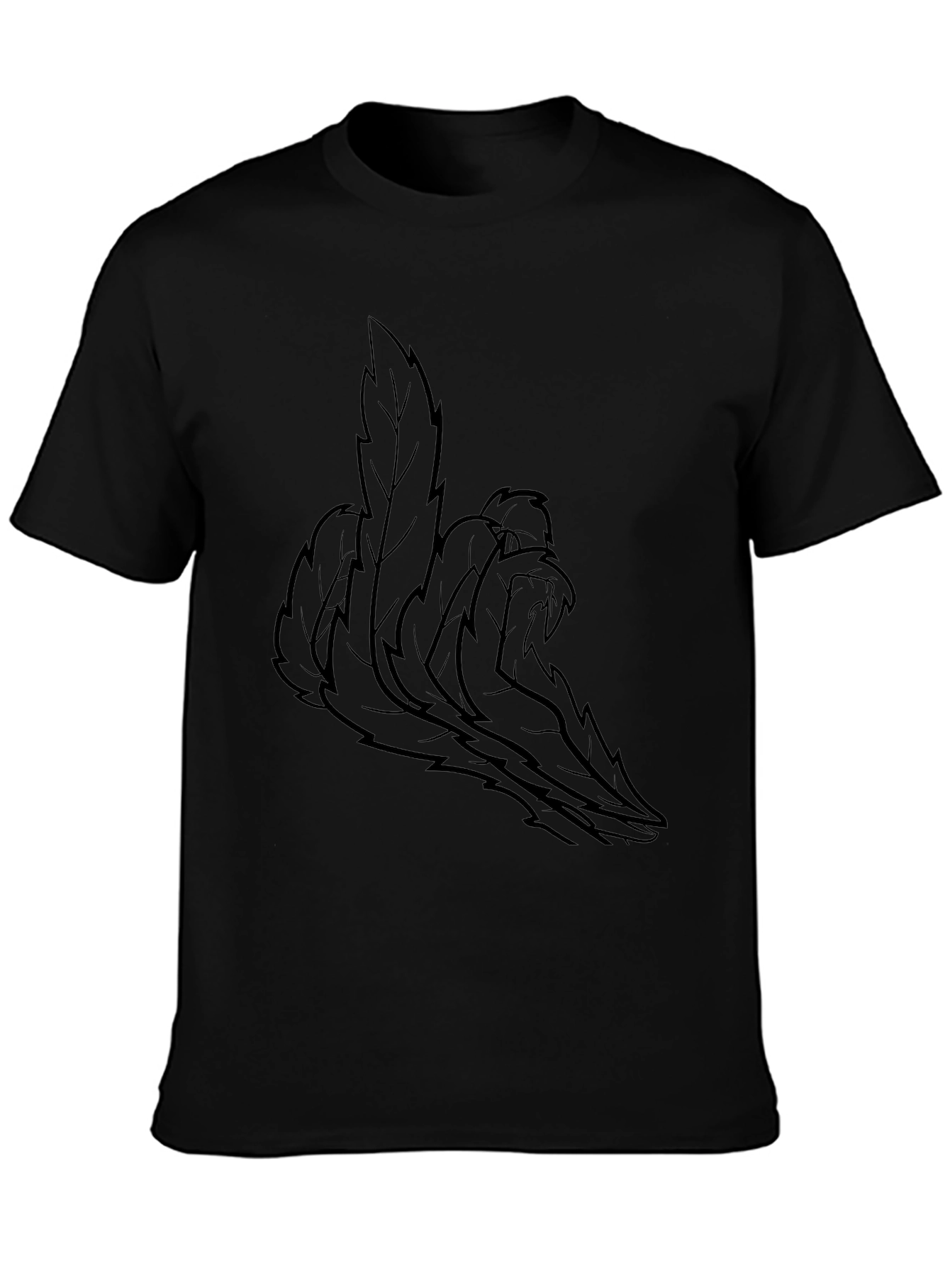 Leaf Design Black T-Shirt - Stylish Casual Wear