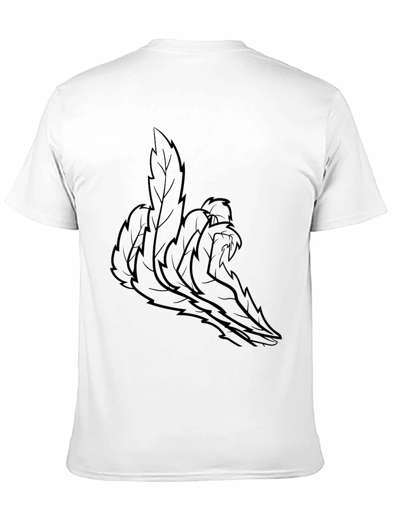 Leaf Design Black T-Shirt - Stylish Casual Wear