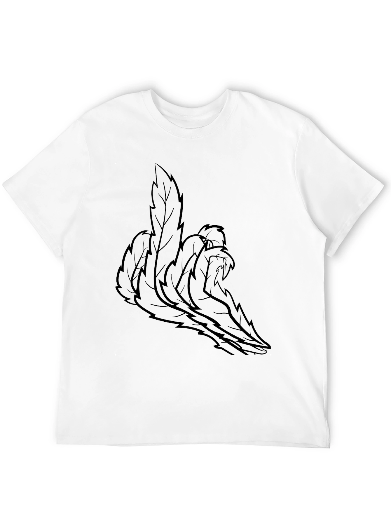 Leaf Design Black T-Shirt - Stylish Casual Wear