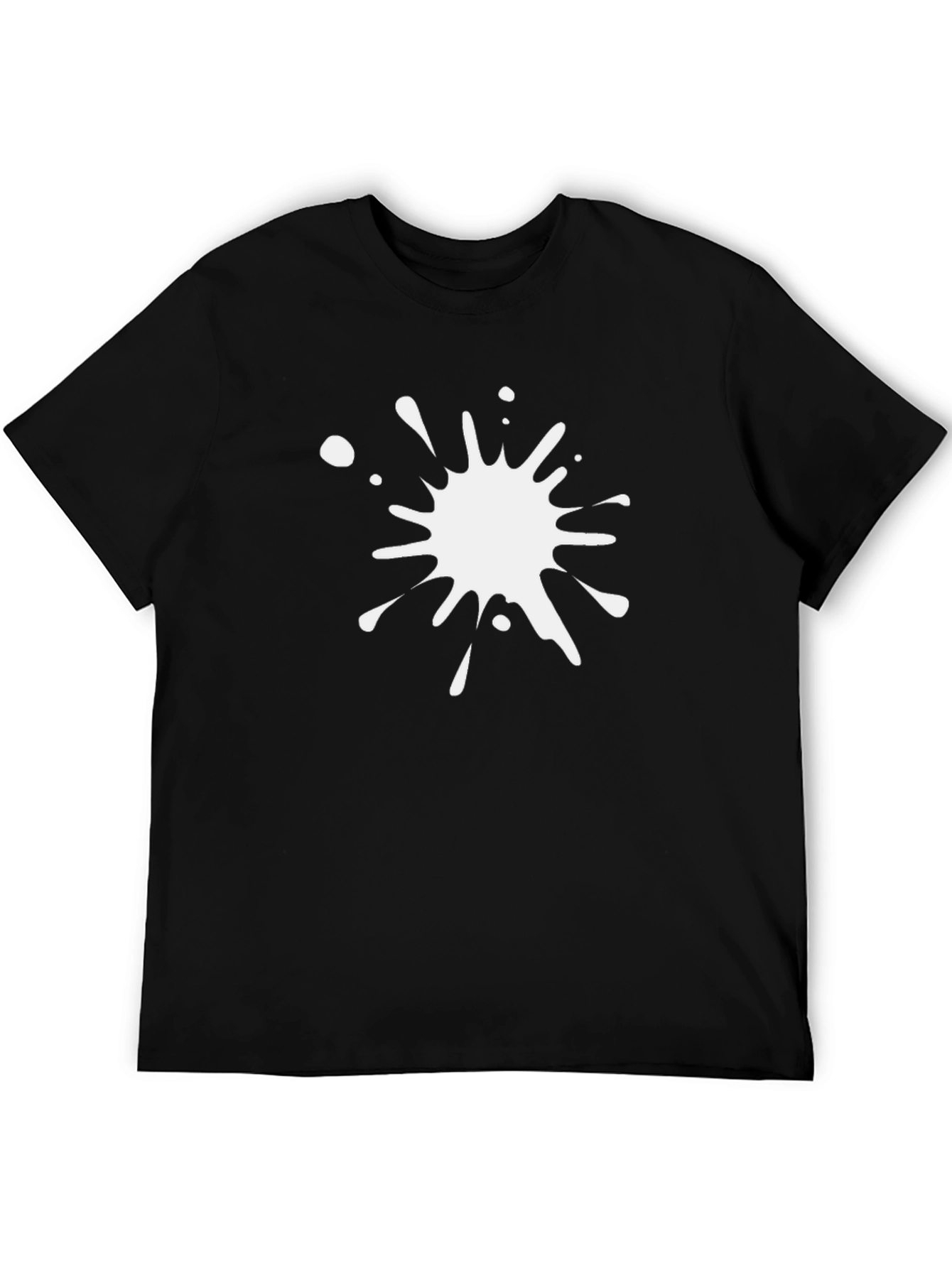 Mens Black T-Shirt with White Paint Splatter Graphic