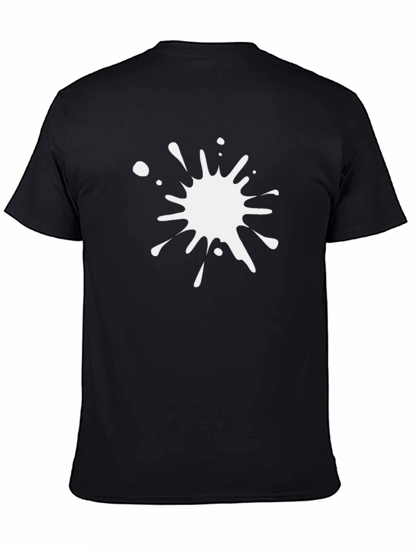 Mens Black T-Shirt with White Paint Splatter Graphic