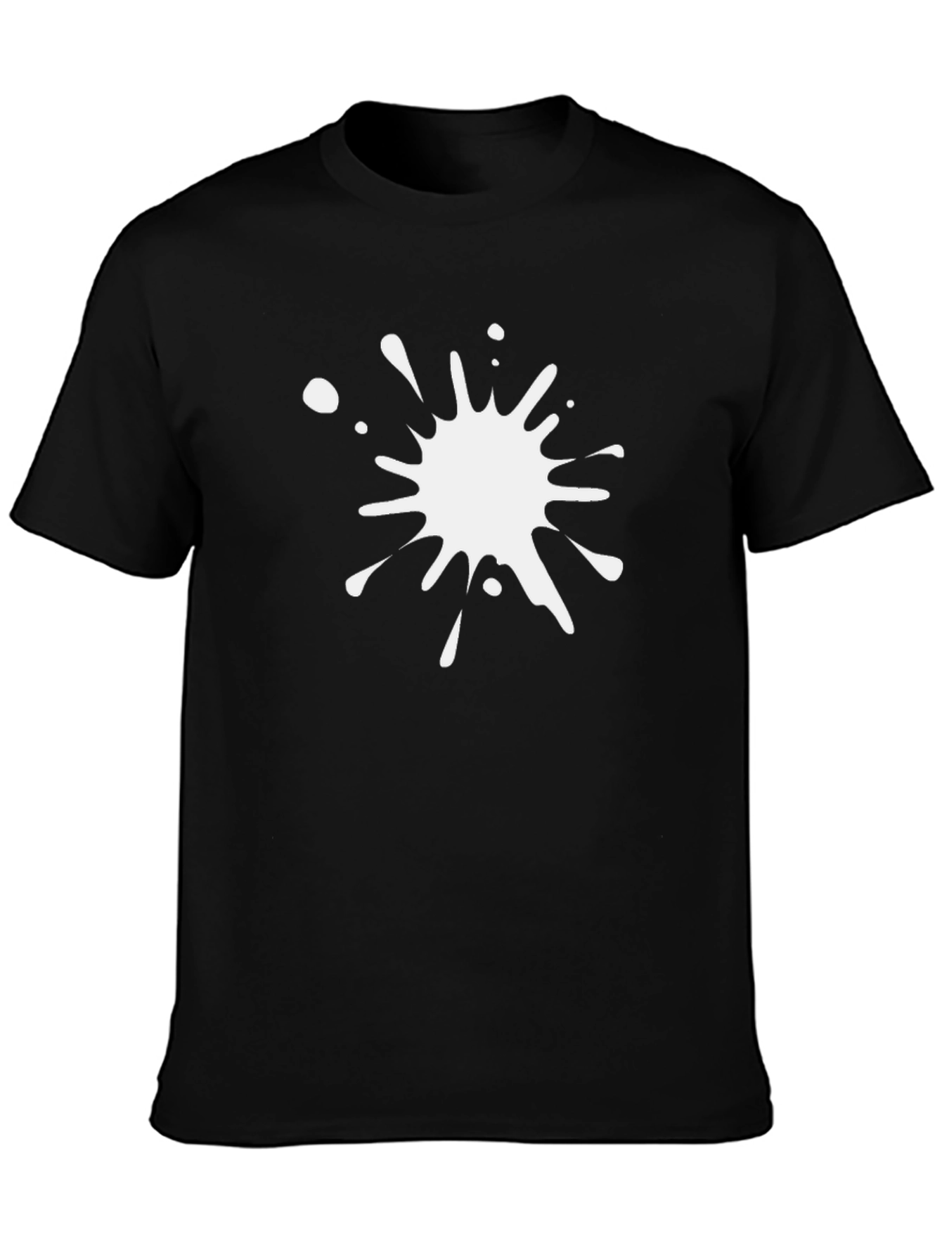 Mens Black T-Shirt with White Paint Splatter Graphic