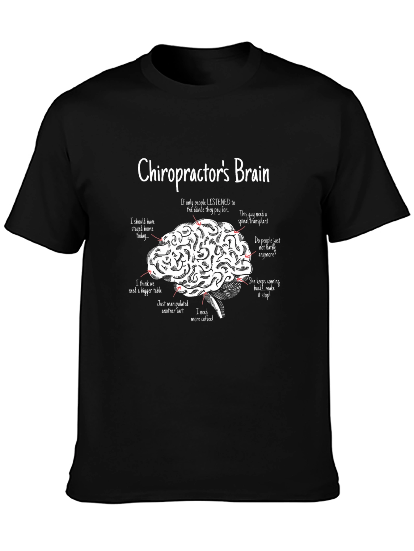 Chiropractors Brain Funny Graphic T-Shirt