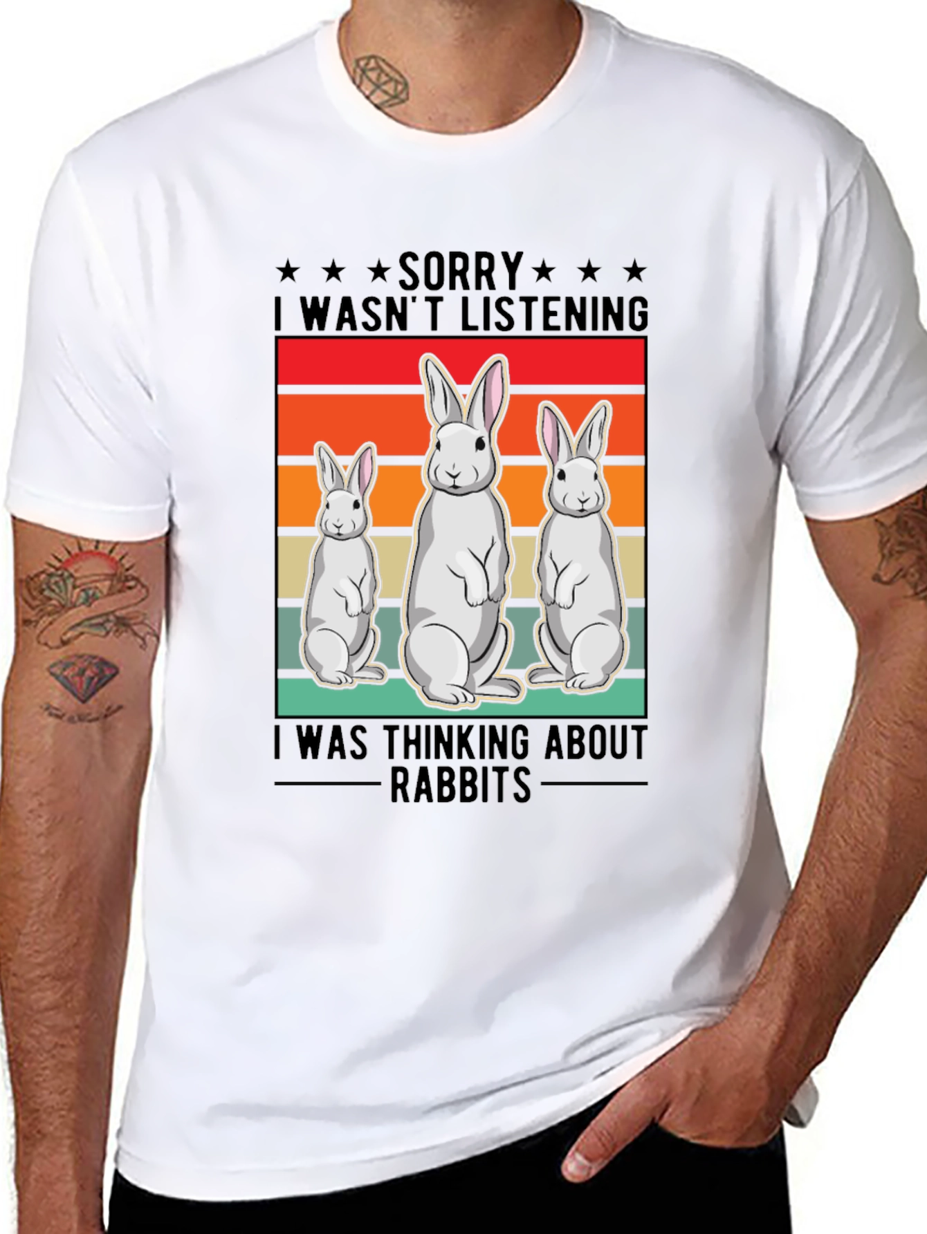 Funny Rabbit T-Shirt: Sorry Thinking About Rabbits