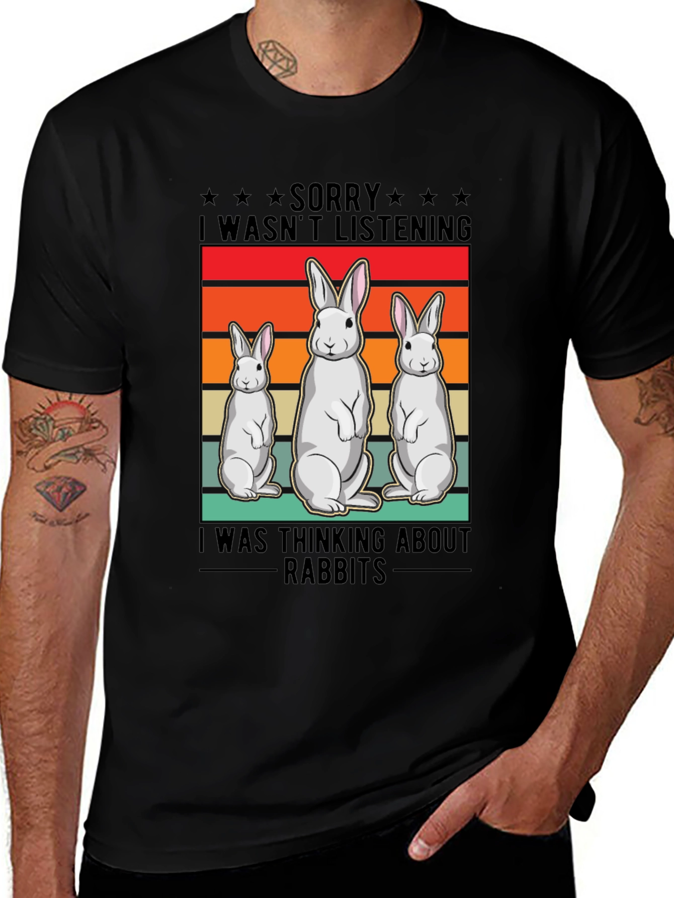 Funny Rabbit T-Shirt: Sorry Thinking About Rabbits