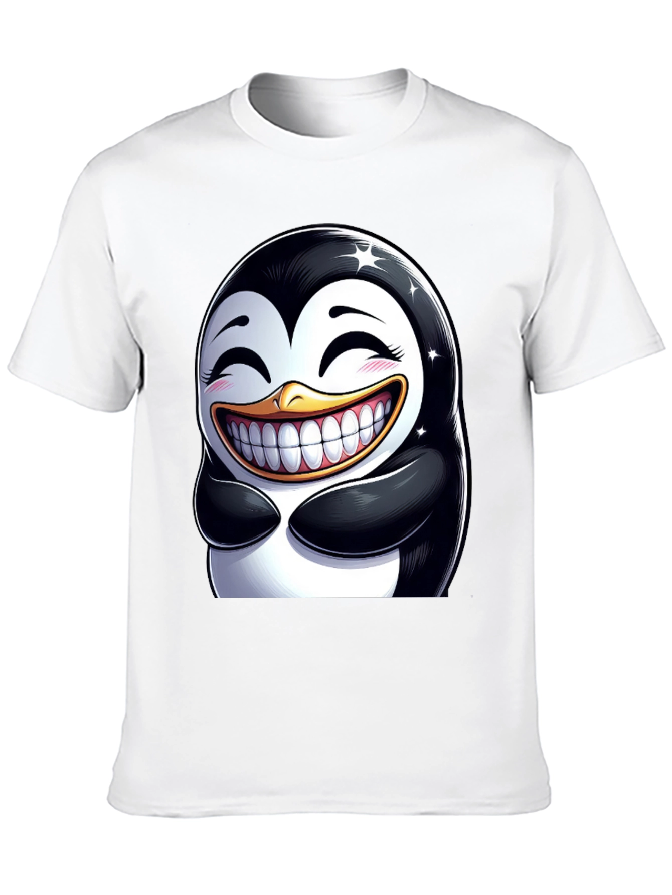 Funny Penguin Graphic Tee - Black Cotton Blend T-Shirt