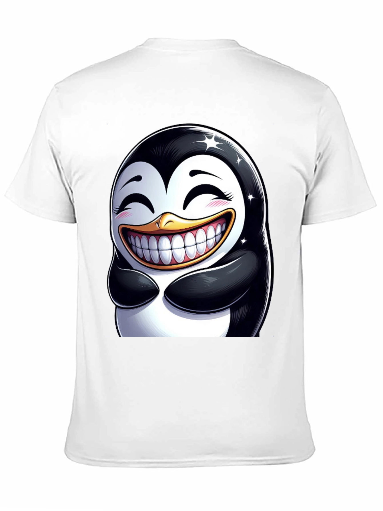 Funny Penguin Graphic Tee - Black Cotton Blend T-Shirt