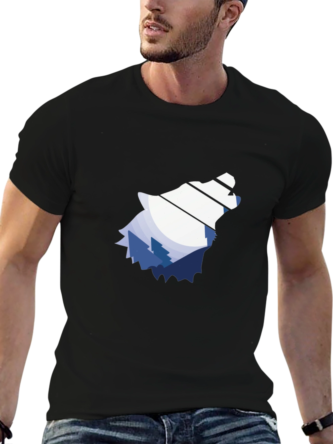 Wolf Mountain Graphic Tee - Stylish Nature Design