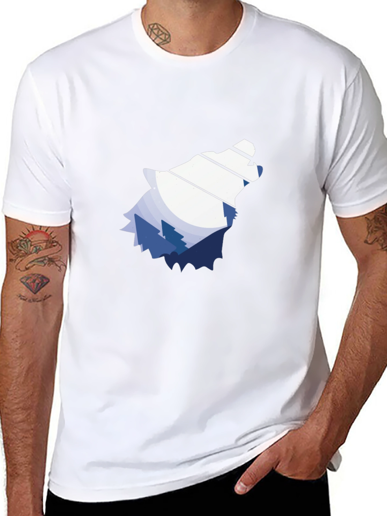Wolf Mountain Graphic Tee - Stylish Nature Design