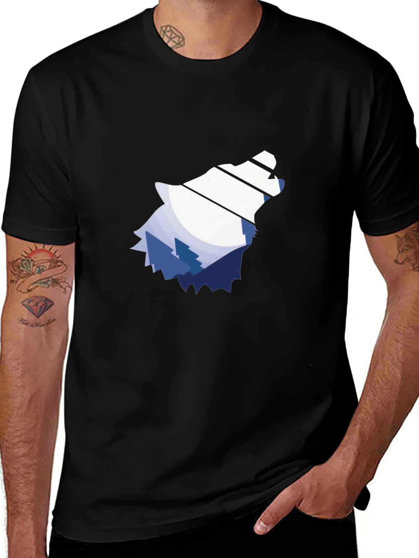 Wolf Mountain Graphic Tee - Stylish Nature Design