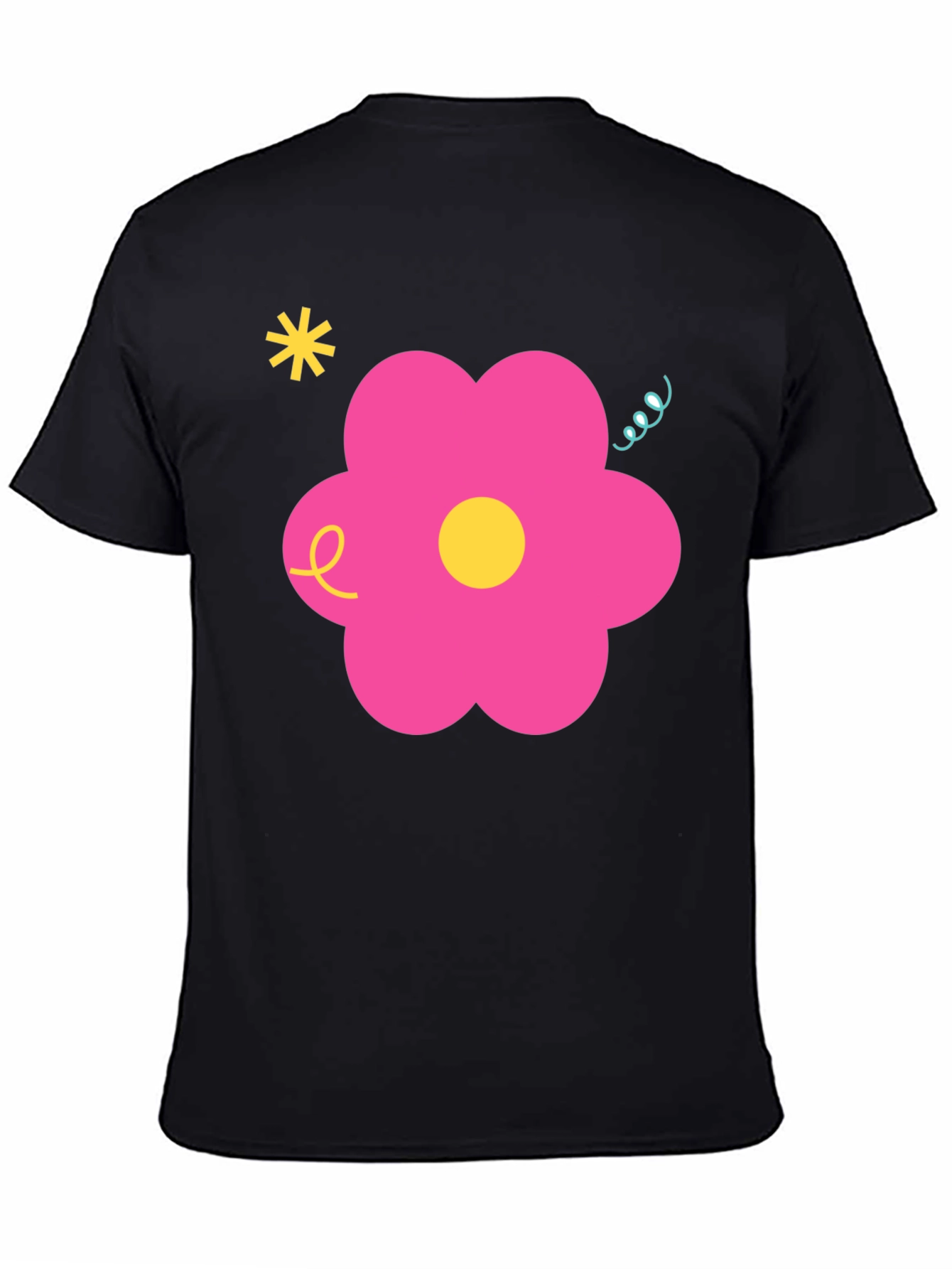 Retro Flower Graphic Black T-Shirt