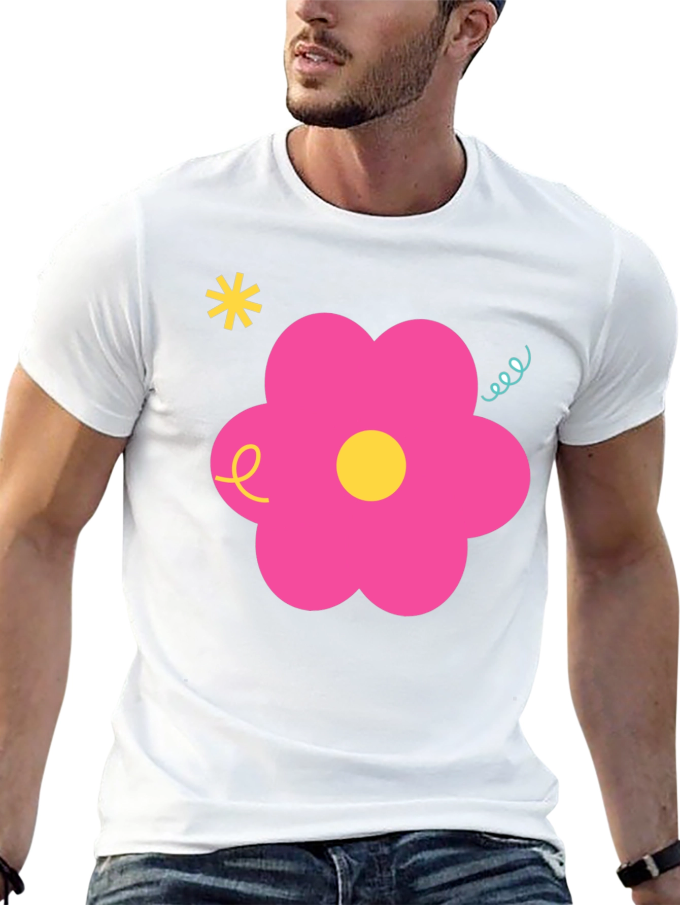 Retro Flower Graphic Black T-Shirt