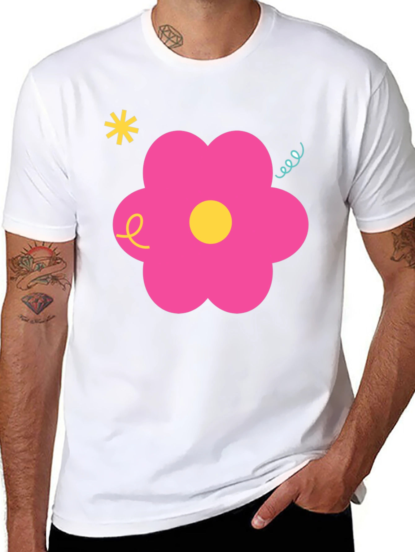 Retro Flower Graphic Black T-Shirt